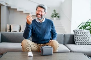 Woman wearing a hearing aid